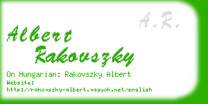 albert rakovszky business card